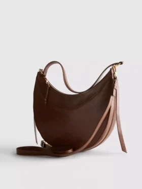 Faux suede moon shoulder bag