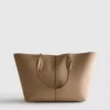 Faux suede panel tote bag