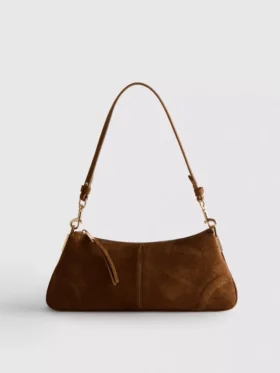 Faux suede shoulder bag