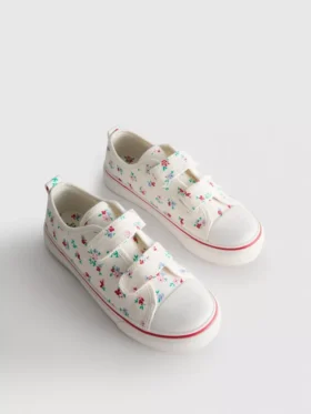 Floral canvas low-top sneakers