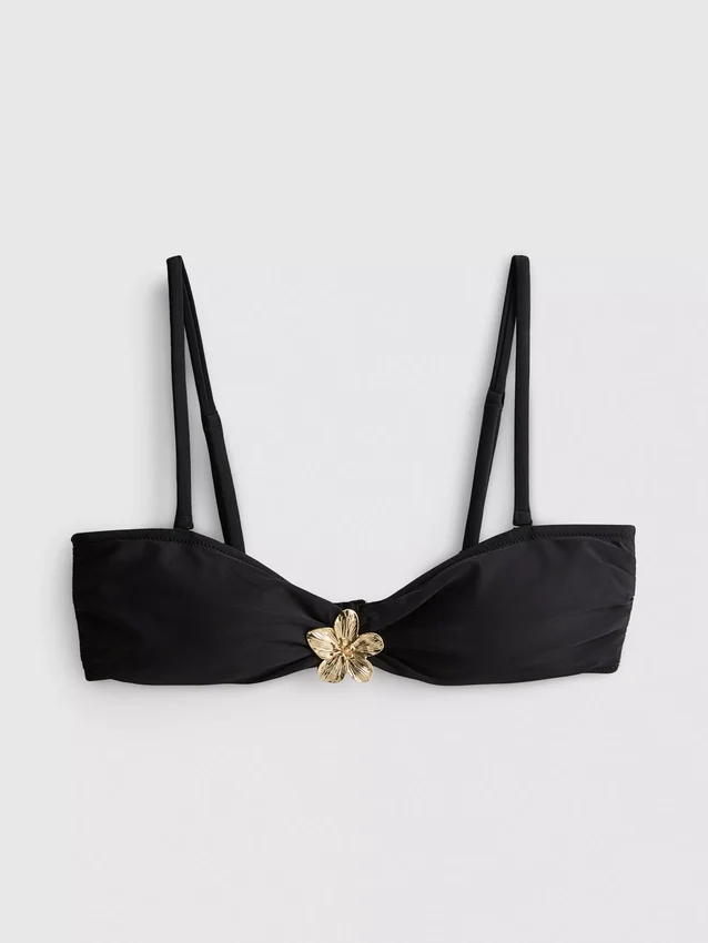 Floral detail plunge bikini top Floral detail plunge bikini top