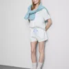 Floral satin boyfriend shorty pajamas