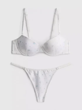 Floral satin push-up undergarment set