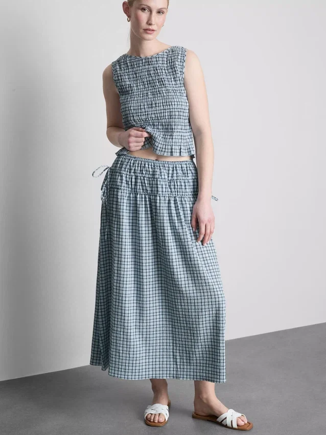 Gathered check midi skirt Gathered check midi skirt