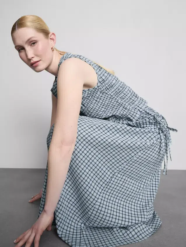 Gathered check midi skirt Gathered check midi skirt
