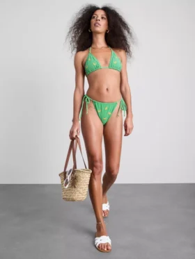 Gingham banana triangle bikini top
