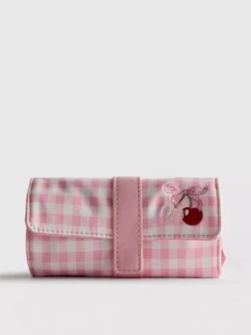 Gingham jewelry pouch