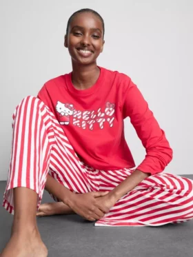 Hello kitty striped pajama set