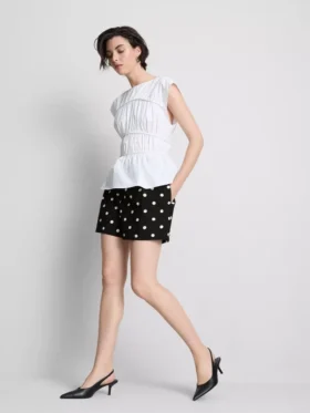 High-waisted printed shorts