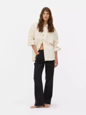 High-waisted straight-leg jeans