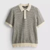Knitted check polo shirt