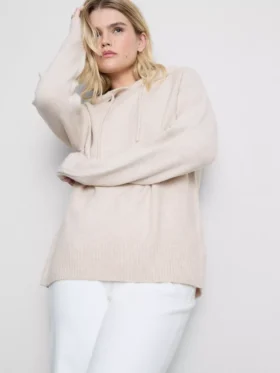 Knitted drawstring hoodie