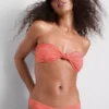 Knot-detail striped bandeau bikini top Knot-detail striped bandeau bikini top