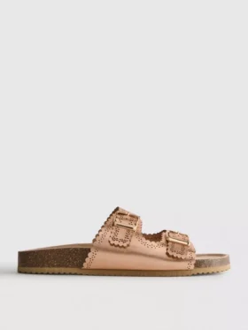 Lasercut detail footbed sandals