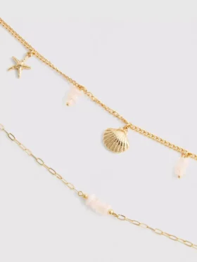 Layered charm waist chain