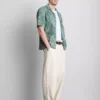 Leaf-embroidered short-sleeve button-down shirt Leaf-embroidered short-sleeve button-down shirt