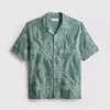 Leaf-embroidered short-sleeve button-down shirt Leaf-embroidered short-sleeve button-down shirt