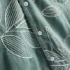 Leaf-embroidered short-sleeve button-down shirt Leaf-embroidered short-sleeve button-down shirt