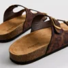 Leopard-print double-strap footbed sandals