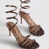 Leopard spiral heeled sandals