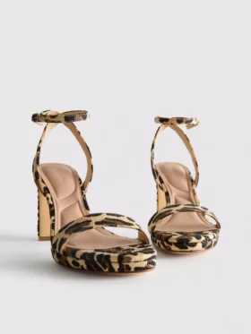 Leopard textured platform heels