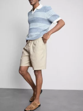 Linen blend drawstring shorts