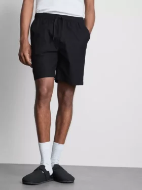 Linen blend drawstring shorts