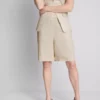 Linen-blend pleated bermuda shorts Linen-blend pleated bermuda shorts