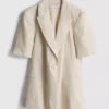 Linen-blend short-sleeve blazer Linen-blend short-sleeve blazer