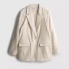 Linen-blend single-breasted blazer Linen-blend single-breasted blazer