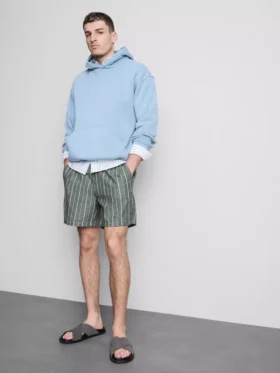 Linen blend striped shorts