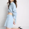 Linen blend tie side mini skort Linen blend tie side mini skort