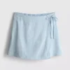 Linen blend tie side mini skort Linen blend tie side mini skort