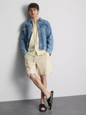 Long sleeve linen blend shirt