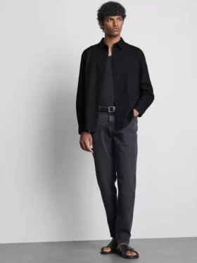 Long sleeve linen blend shirt