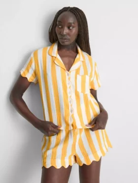 Love to lounge cotton ruffle pajama shirt