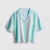 Love to lounge cropped pastel striped pajama shirt Love to lounge cropped pastel striped pajama shirt