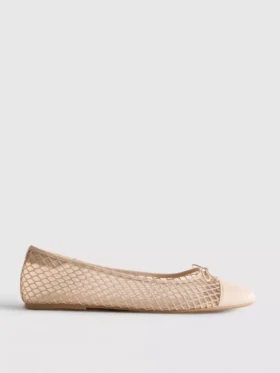 Mesh square ballet pumps