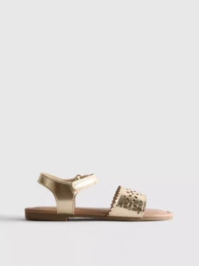 Metallic laser cut sandals