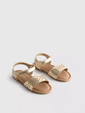 Metallic laser cut sandals