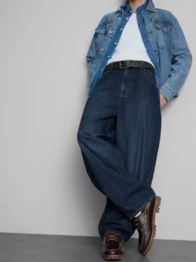 Mid-rise barrel jeans