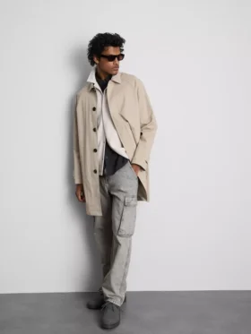 Mid-rise loose cargo jeans