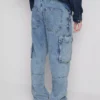 Mid-rise loose cargo jeans Mid-rise loose cargo jeans