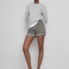 Mid-rise turn-up denim shorts Mid-rise turn-up denim shorts