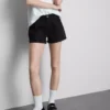 Mid-rise turn-up denim shorts Mid-rise turn-up denim shorts