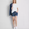 Mid-rise turn-up denim shorts Mid-rise turn-up denim shorts