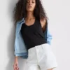 Mid-rise turn-up denim shorts Mid-rise turn-up denim shorts