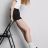 Mid-rise turn-up denim shorts Mid-rise turn-up denim shorts