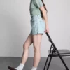 Mid-rise turn-up denim shorts Mid-rise turn-up denim shorts