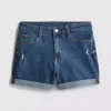 Mid-rise turn-up denim shorts Mid-rise turn-up denim shorts